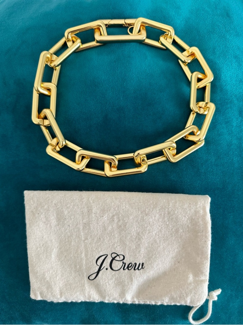 J. Crew Gold Chunky Rectangular Link Necklace